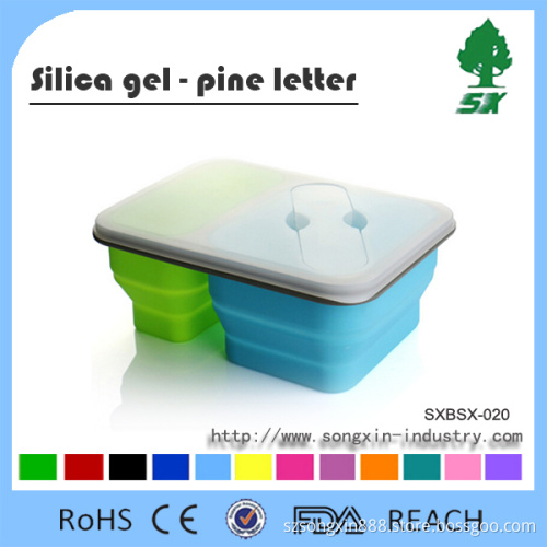 FDA&LFGB Standard Foldable Unbreakable Silicone Lunch Box For Kids